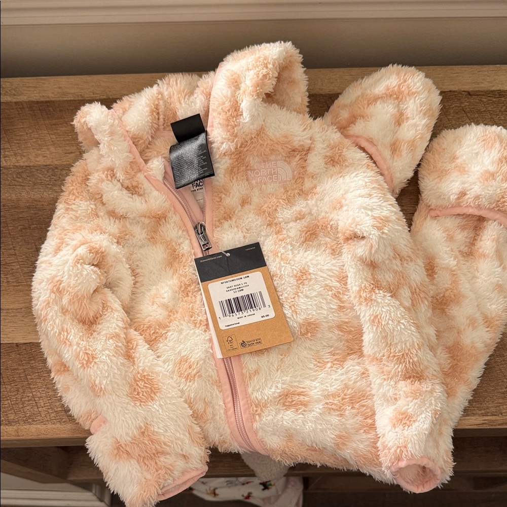 The North Face Kids' Cream and Pink Mittens